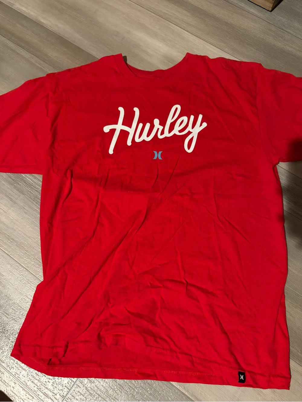 Hurley Red Crewneck Script Logo Tee